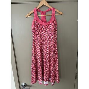 prAna Cali Dress Azalea Guava Pink Geometric Print Racerback Built-in Bra spring